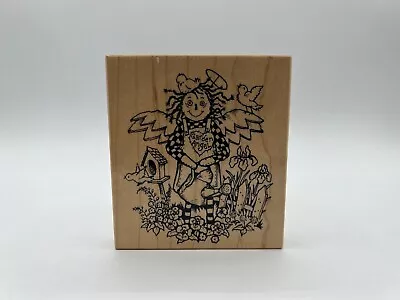 PSX Garden Angel Scarecrow Botanical K1939 Wooden Rubber Stamp Craft Fall Autumn • $6.50