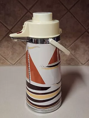 Vintage Coffee AirPot Hot Cold Pump Beverage Dispenser With Sailboats WORKING • $21.99