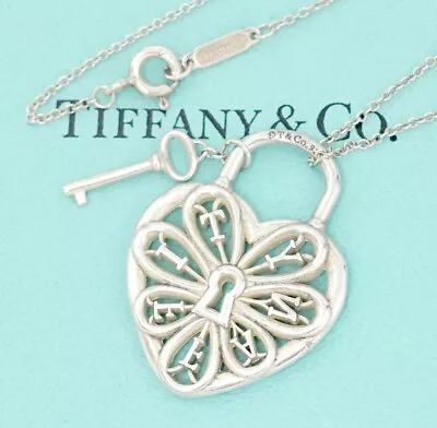£188.81 • Buy Tiffany & Co. Filigree Heart Key Chain Necklace 18  SV925 Auth W/Bag N1083