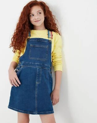 £15.99 • Buy Joules Girls Kimberly Denim Dungaree Pinafore Dress Stretch Jumpsuit Age 1 - 10