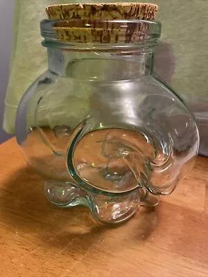Vintage Glass Elephant Canister Storage Clear Cookie Biscuit Jar • $21.99