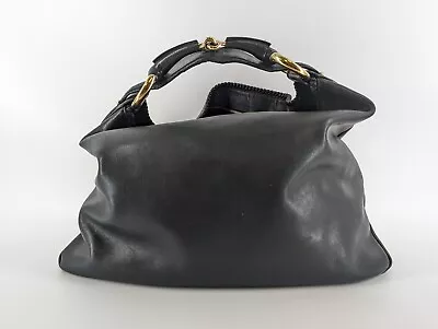 Gucci Guccissima Horsebit Large Leather Hobo In Black • $1199.99