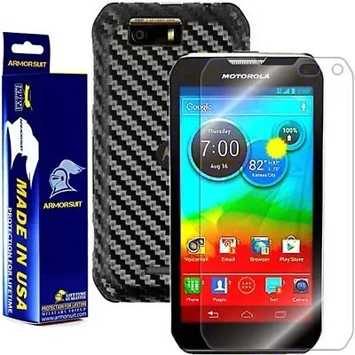 ArmorSuit Motorola Photon Q 4G LTE Screen Protector + Black Carbon Skin USA • $18.45