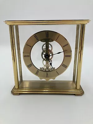 Bucherer S.Haller Brass Skeleton Clock Desk/Mantle Battery Germany • £72.28