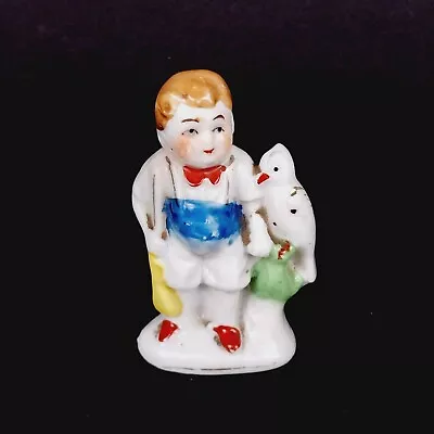 Vintage Porcelain Little Boy With Parrot Bird 2.75  - Made In Occupied Japan • $8.95