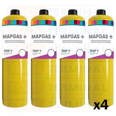 4 X Mapp Map Pro Plus + Gas Disposable Bottle Plumbers Burner Cylinder 400g • £36.99