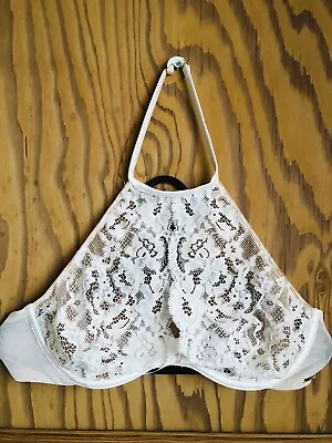 Boux Avenue White Lace Semi Sheer Underwired Halter Neck Bra Size 34C • £3