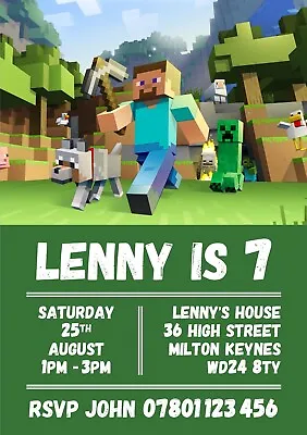 Minecraft Birthday Party Invitations - Personalised Digital Invite • $3.11