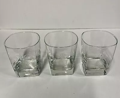 Set Of 3 Clear Glass Etched Pineapple Bourbon Glasses Tumblers Highball 10 Oz • $27.50