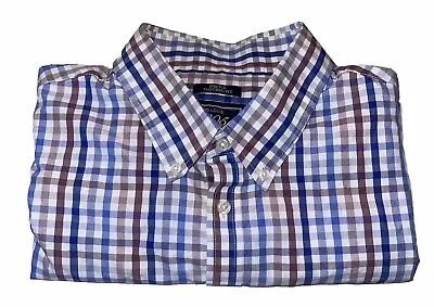 Jos A Bank Men Dress Shirt 1905 Stretch Tailored Fit Size 2XLT Long Sleeve Plaid • $16.99