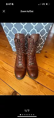 Double H Boots Women's Size 7m Brown Leather Kiltie Packer Western 1088 • $36