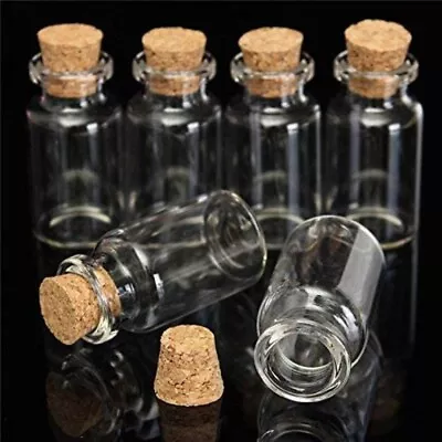 4 Small Craft Glass Bottles Jars 20ml Miniature Jar Cork Crafting Decor Mini • £2.99