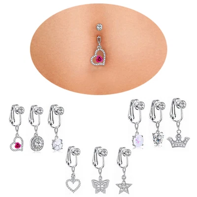 $1.28 • Buy Sexy Drop Dangle Fake Piercing Belly Navel Bar Rings Fashion Body Jewelry 