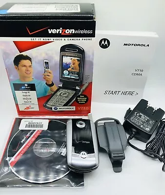 RARE Vintage Motorola V710 Verizon Flip Phone Box Set With Accessories Good • $74.24