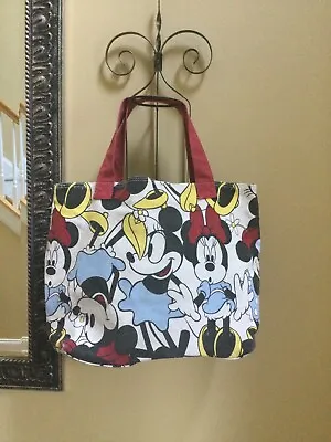 Disney Store Mickey & Minnie Mouse Tote Canvas Travel Bag - 14 W X 7 D X 12 H • $14.99