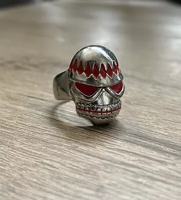 Silver Skull With Red Eyes Ring • $15