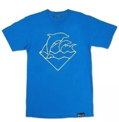 Pink Dolphin WAVES TEE Blue White Embroidered Waves Dolphin Men's T-Shirt • $22.99