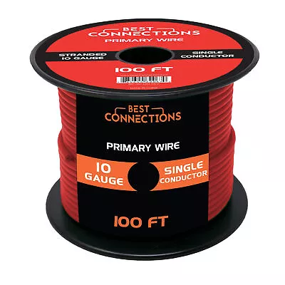 10 Gauge Car Audio Primary Wire (100ft–Red)– Remote Power/Ground Electrical • $21.95