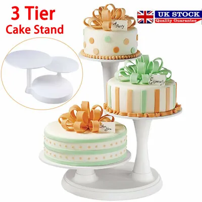 3 Tier White Round Cake Rack Food Display Stand Home Party Birthday Holder Gift • £14.99