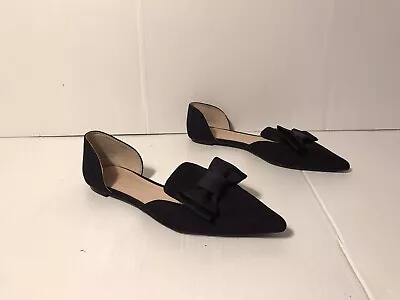 H & M Black Faux Suede Bow Flats Slip On Women Size 8 • $18