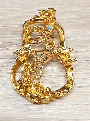 Signed YAACOV HELLER Israel Goldtone Modernist Shape Jacob's Ladder Pin Brooch🔹 • $29.99