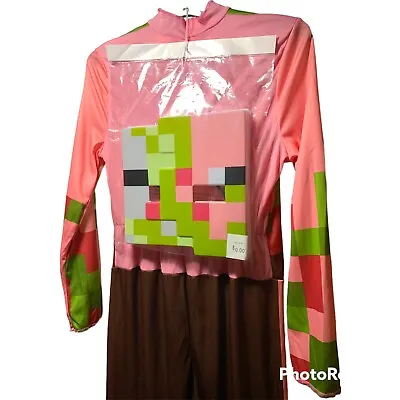 Minecraft Zombie Pigman Classic Child Costume L 10/12￼￼￼Jumpsuit W/Mask Large • $15.99