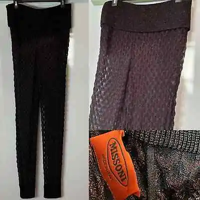 Missoni Glitter Metallic Crochet Fold Over Resortwear Stretch Pant Size 44 Women • $158