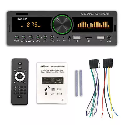 Single DIN Car Stereo Receiver Bluetooth AM/FM Radio USB Charging AUX MP3 Player • $44.99