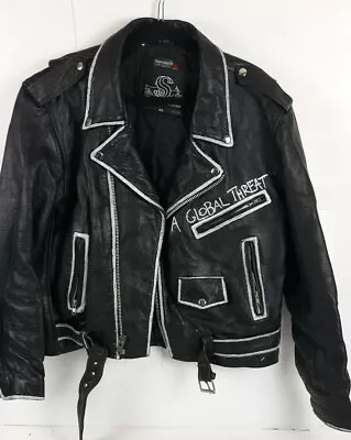 Leather King Motorcycle Biker Black Zip Customized Jacket Vintage Size 42  • $149.99