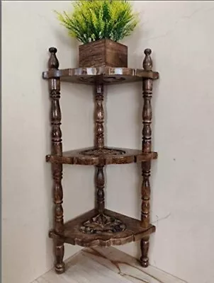 Wooden 3 Shelves Mini Corner Stand Handmade Multipurpose Wooden 3 Tier Corner • $130.67