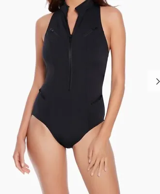 $194 Magicsuit Women's Black Coco Underwire Scuba One Piece Swimsuit 14 Laguna • $79.99