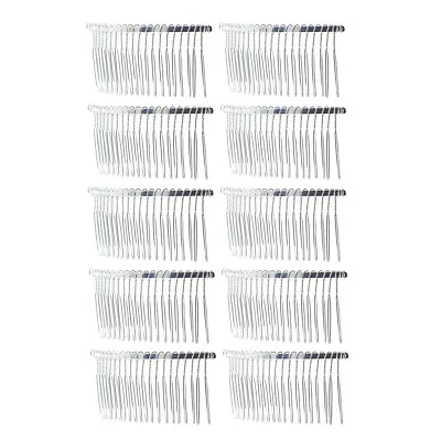 10x Silver Blank Metal Hair Clips Side Comb 20 Teeth Bridal Hair Accessories • £4.69