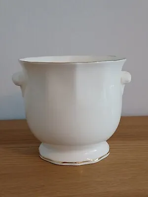 Vintage Hadida English Fine Bone China Indoor Planter White And Gold VGC • £11