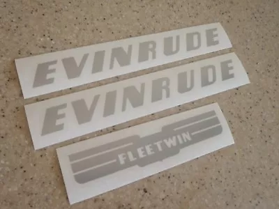 Evinrude Fleetwin Outboard Vintage Decal Kit Silver FREE SHIP + FREE Fish Decal! • $12