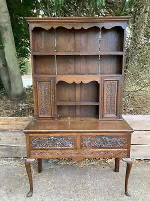 Antique Oak Welsh Dresser With Carving Details • £350