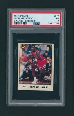 1988 Panini Michael Jordan Spanish Sticker #261 PSA 1 PR NEW LABEL = TOUGH GRADE • $299.99