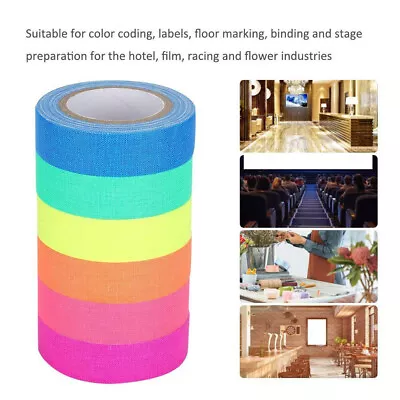 Adhesive Fluorescent Neon Coloured Fabric Sticky Cloth Gaffer Spike Tape 15mmx5m • £3.29