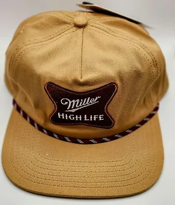 Miller High Life Trucker Rope Vintage Style Snapback Baseball Hat  Tan New Retro • $23.65