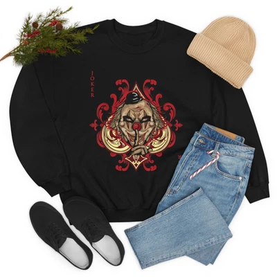 $27 • Buy Dark Joker Evil Clown Joker Card Design Sweatshirt Size S-3XL