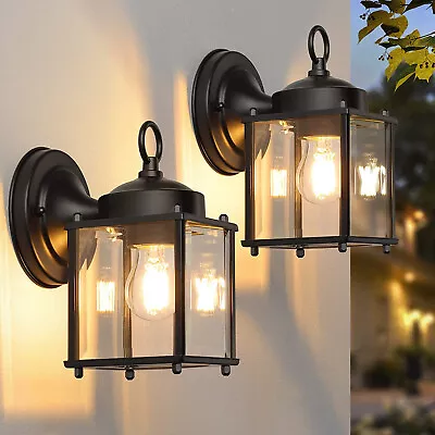 2 Pack Black Exterior Wall Sconce Light Fixtures Outdoor Porch Lamp Lanterns • $32.99