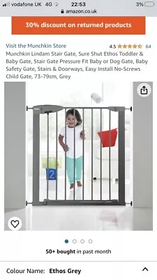 Munchkin Lindam Stair Gate Sure Shut Ethos • £20