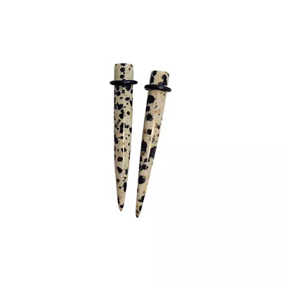 Dalmatian Jasper Semi Precious Solid Stone Natural O Ring Ear Taper Sold As Pair • $24.75