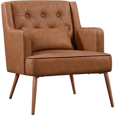 Accent Chair Living Room Chair With Lumbar Pillow Wood Legs Mid-century Armchair • $129.99