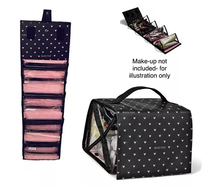 Mary Kay Cosmetic Travel Bag Roll Up NWOT Perfect Black Pink Heart Compartments  • $18.99