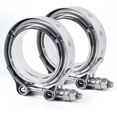 $25.39 • Buy 2Pcs 2.5  Stainless Steel V-Band Bolt Clamp Kit Male/Female For Turbo Vband