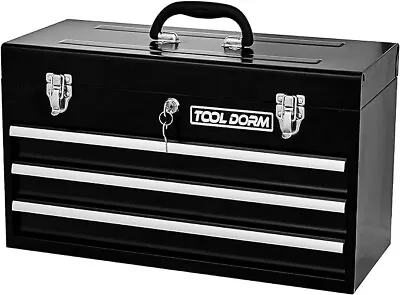 3 Drawer 20.3“ Metal Tool Box Portable Steel Tool Chest With Metal Latch Closure • $66.99