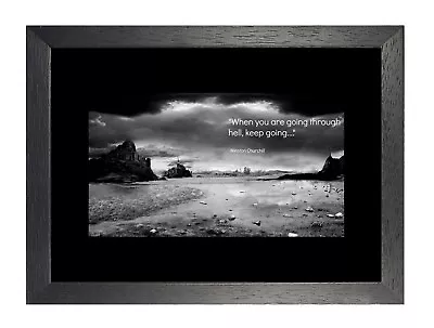 Winston Churchill 2 Hell Quote Motivation Inspiration Black And White Poster  • £4.99