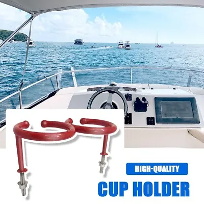 Red 2 Ring Cup Holder Stainless Steel Marine Yacht Fishing Boat Drinking Double • $14.99