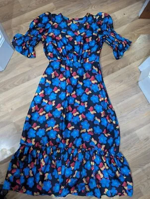 Zibi London Dress Blue And Red Muli Colour Dress Size 10 Vgc • £5