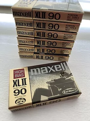 Maxell XLII 90 Minute IEC Type II High Bias Audio Cassette Tapes (7) SEALED • $13
